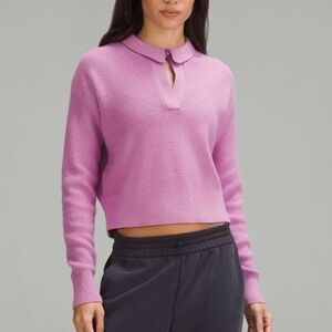 Lululemon Collared Merino Wool-Blend Sweater Dahlia Mauve Large
